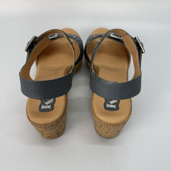 Korks by Kork‑Ease Blue Leather Buckle Wedge Sandals Womens Size 7 Comfort Style - Picture 11 of 15